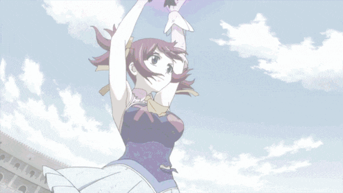 a girl in a blue dress with the letter x on her chest