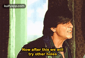 a man is smiling and saying now after this we will try other holes .