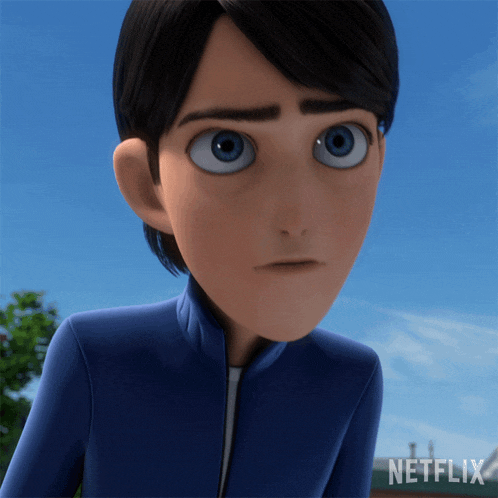 a close up of a cartoon character with the word netflix on the bottom