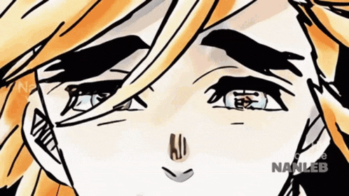 a close up of a person 's face with nanleb in the bottom right corner