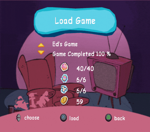 a cartoon screenshot of a game that says load game on it