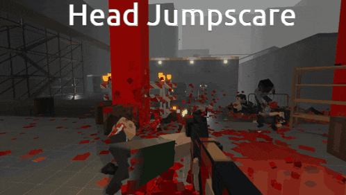 a screenshot of a video game with the words head jumpscare