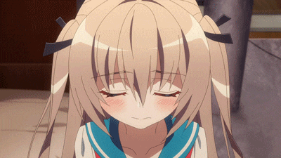 a girl with pigtails has her eyes closed and her mouth open