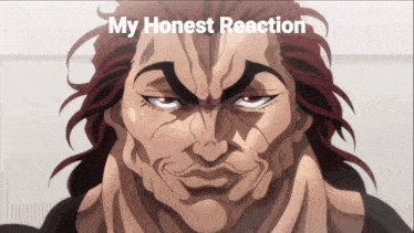 a close up of a man 's face with the words " my honest reaction " above it