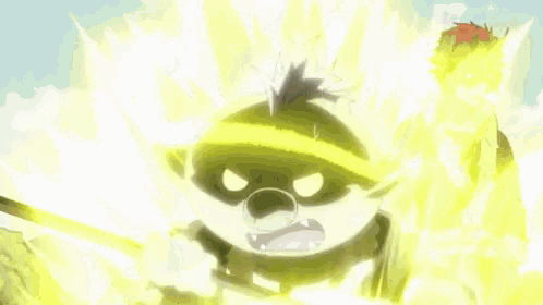 a cartoon drawing of a monster with a yellow background