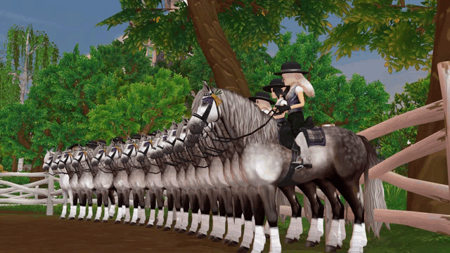 a group of horses are lined up in a line