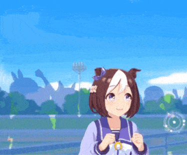a cartoon girl with a horse 's tail pointing at something