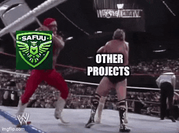 two wrestlers are fighting in a wrestling ring with the words `` other projects '' on the bottom .