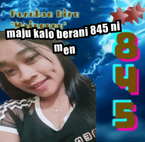 a picture of a woman with the words maju kalo berani 845 ni men on it