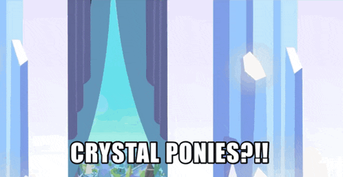 a cartoon scene with the words crystal ponies written on the bottom