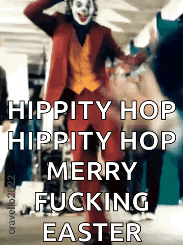 a picture of the joker with the words merry fucking easter below him