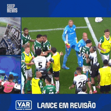 soccer players on a field with the words lance em revisao in the corner