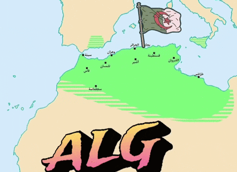 a map of algeria with the word alg in the upper left corner