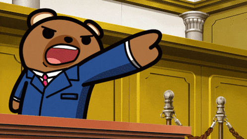 a cartoon of a teddy bear in a suit and tie giving a thumbs up
