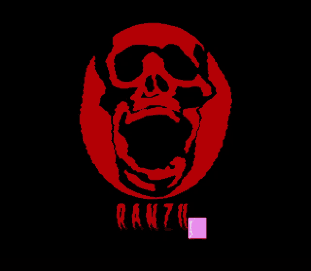 a red circle with a skull and the word ran7u below it