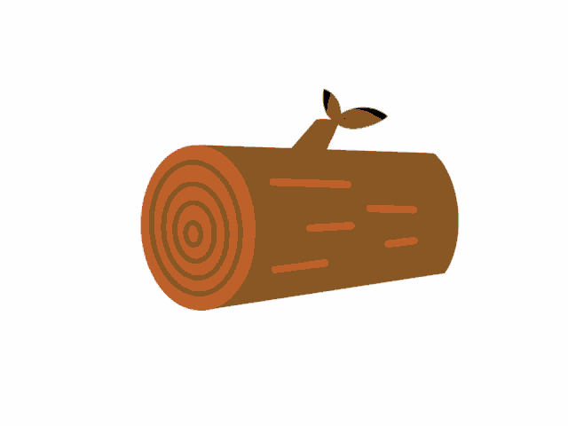 two green leaves are falling on a wooden beam with the letters eee on it