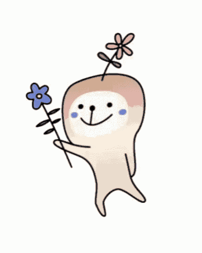 a cartoon character is holding a bouquet of flowers in his hand .