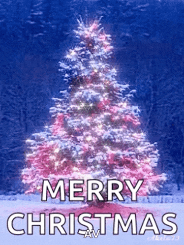 a pink and white christmas tree with the words merry christmas