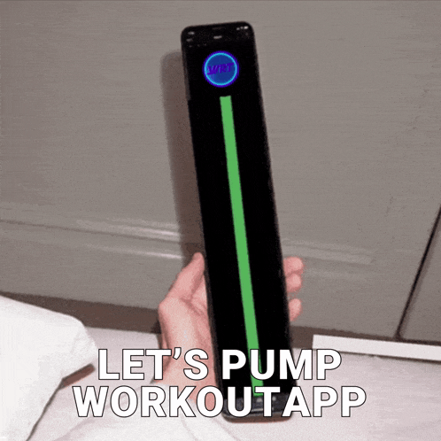 a person is holding a phone that says let 's pump workoutapp