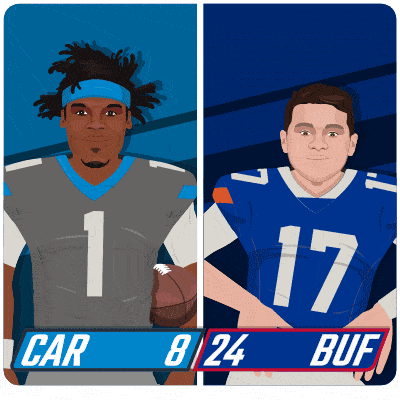 a cartoon drawing of two football players with the number 1 and 17