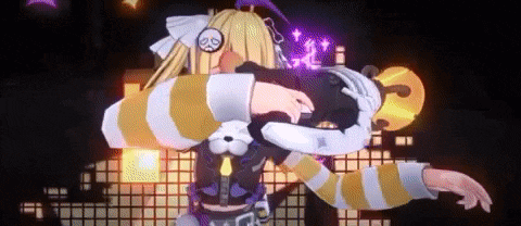a cartoon character is dancing in front of a sign that says ' s ' on it