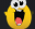 a blurred image of a yellow smiley face with its mouth open .