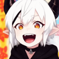 a girl with white hair and horns is wearing a black hoodie .