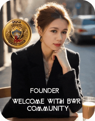 a picture of a woman with the words founder welcome with bwr community on it