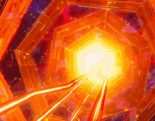 a computer generated image of a tunnel with a light coming out of it