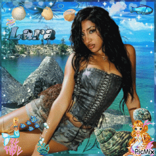 a picture of a woman with the name lara in the corner