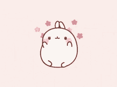 a cartoon drawing of a rabbit with flowers coming out of its head .