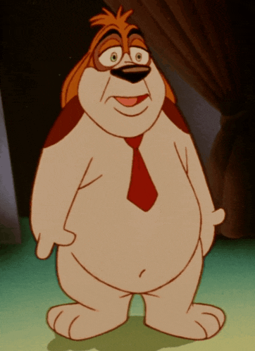 a cartoon dog is wearing a red tie
