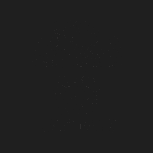 a close up of a white letter m on a black background .