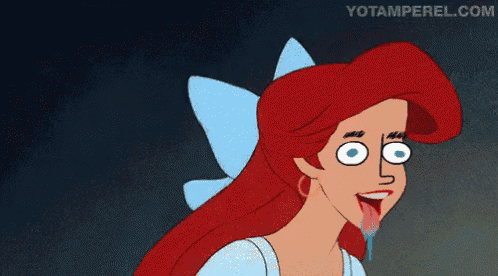 a cartoon of ariel from the little mermaid has her tongue out
