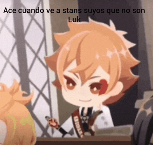 a cartoon character with the words ace cuando ve a stans suyos que no son luk on the bottom