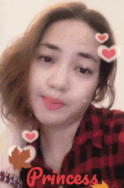 a woman with hearts on her face and the word princess on the bottom