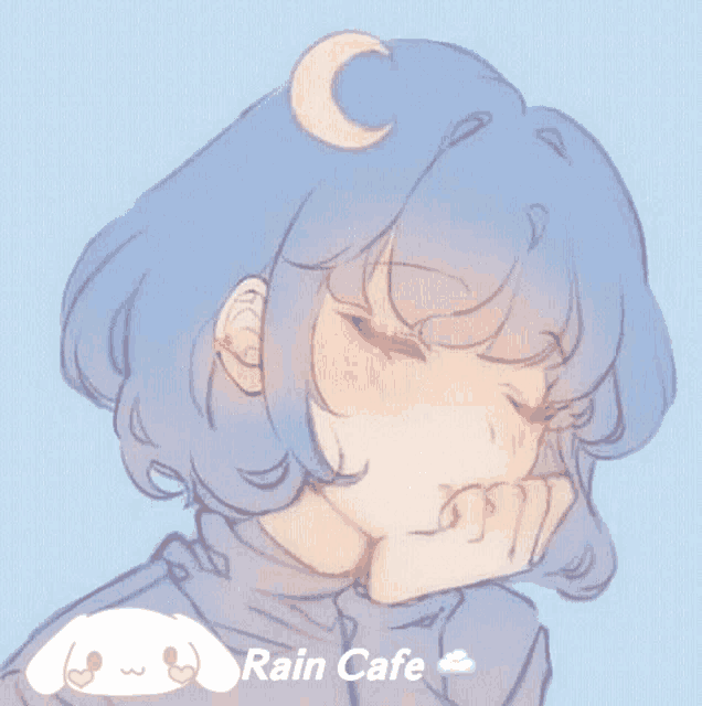 a drawing of a girl with a crescent moon on her head .