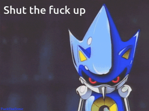 a picture of a cartoon character with the words shut the fuck up above it