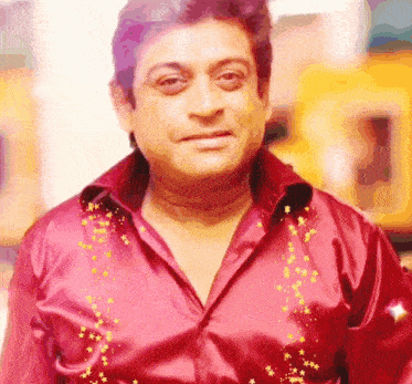a man in a red shirt with stars on it