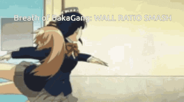 a cartoon of a girl with the words breath of bakagang wall ratio smash on the bottom