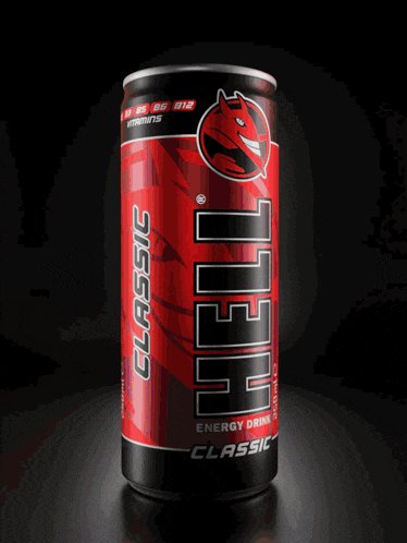 a can of hell strong red grape energy drink with caffeine