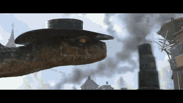 a snake is wearing a cowboy hat and looking at something