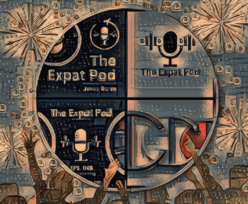 a drawing of a circle with the words the expat pod