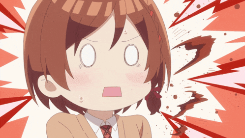 a girl with a surprised expression on her face