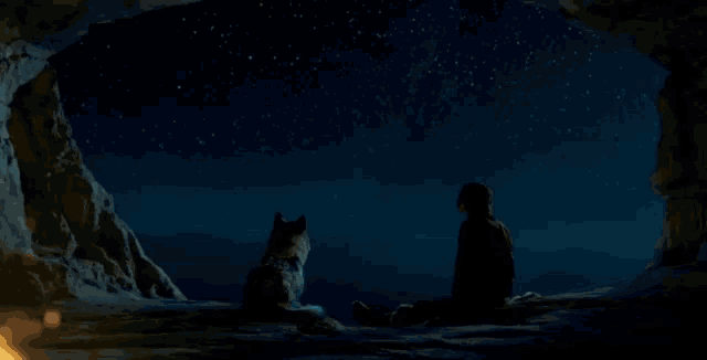 a wolf is howling in a dark cave with its mouth open