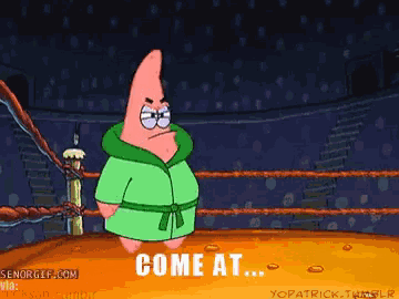 patrick star from spongebob squarepants wearing a green robe