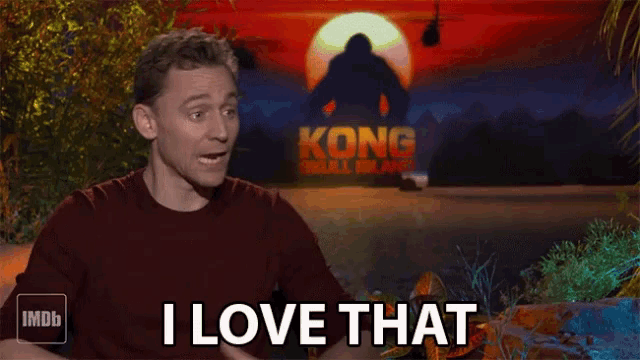a man says " i love that " in front of a poster for kong