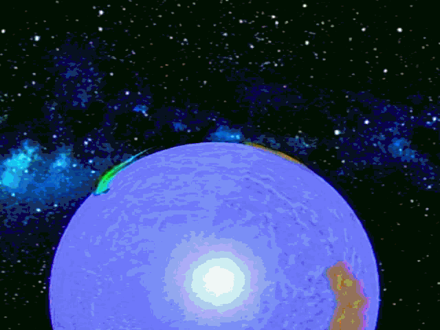 a computer generated image of a purple globe in space