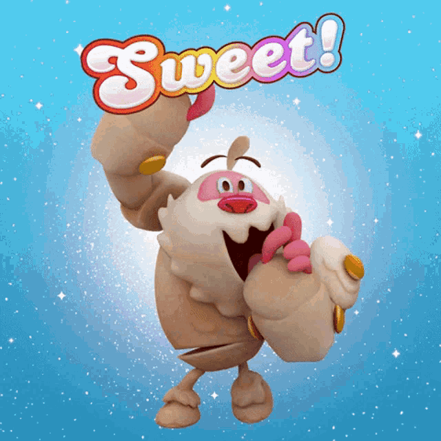 a cartoon character with the word sweet on the top