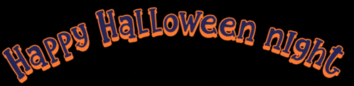 a sign that says happy halloween night in orange and blue